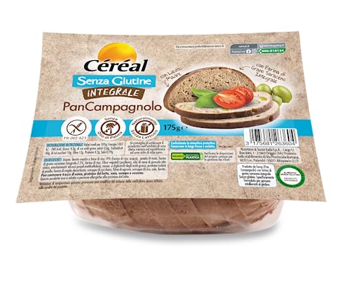 Céréal Pan Campagnolo Integrale, Pane Senza Glutine E Lattosio, Con Lievito Madre, A Base Di Farina Di Grano Saraceno Integrale, Ottimo Per Colazione,