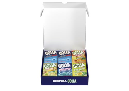 Golia Winter Box, Confezione Speciale Da 12 Astucci Misti Di Caramelle Golia Activ Plus, Frutta C, Frutta C Ginger Lime, Defensive, Erbe Alpine, Senza