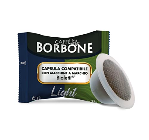 Caffè Borbone Miscela Light, 50% Di Caffeina In Meno Della Miscela Blu - 50 Capsule - Compatibili Con Macchine A Marchio Bialetti®*