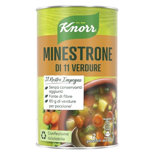 Knorr Minestrone 11 Verdure, Piatti Pronti Knorr Con Ingredienti Naturali, Senza Coloranti E Senza Conservanti Aggiunti, Fonte Di Fibre, Vegano, Confe