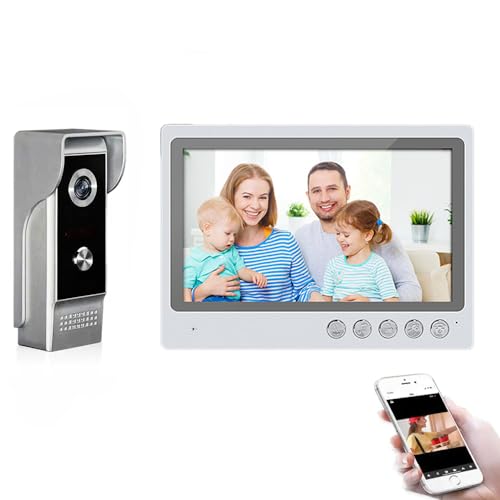 Ftstech Videocitofono Wifi Da 9Pollici,Kit Di Videocitofono A 4 Fili 700Tvl, Supporto Per Lo Sblocco Remoto Di App Intelligente, Visione Notturna,Regi