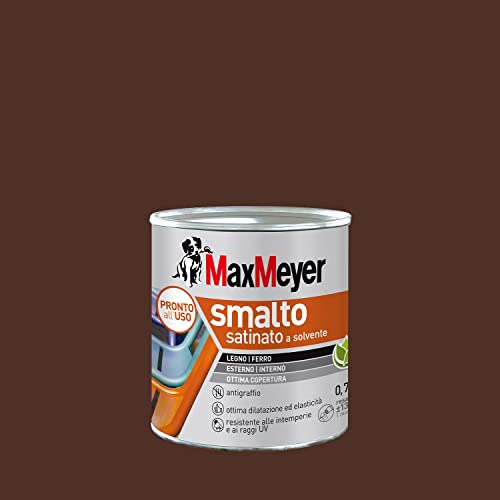 Maxmeyer Smalto A Solvente Per Ferro E Legno Satinato Marrone R8016 0,750 L