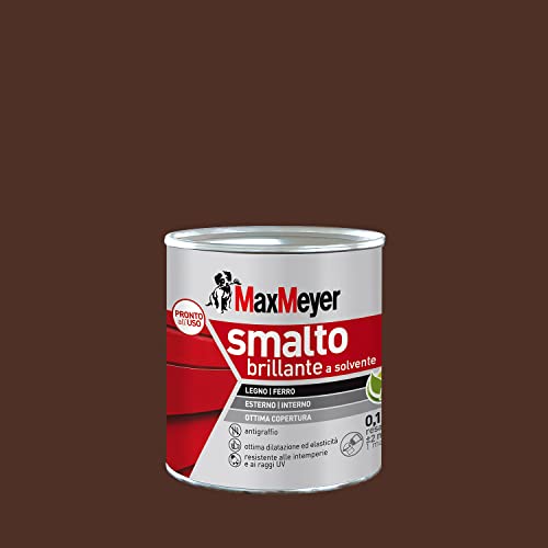 Maxmeyer Smalto A Solvente Per Ferro E Legno Brillante Marrone R8016 0,125 L