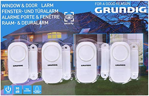 Grundig Allarme Per Porte E Finestre - Set Da 4 Dispositivi Antifurto Wireless Sicurezza Casa - Sensore Magnetico Acustico Con Interruttore On/Off Bat