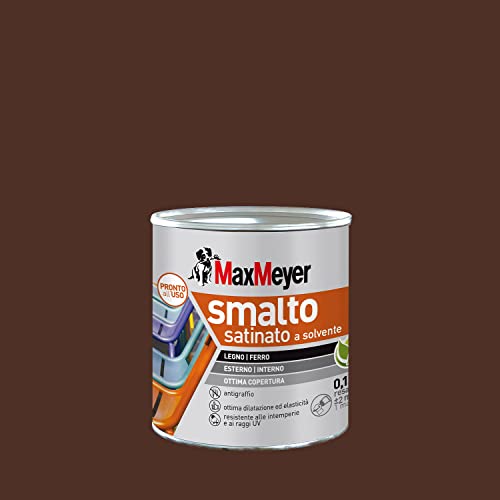 Maxmeyer Smalto A Solvente Per Ferro E Legno Satinato Marrone R8016 0,125 L
