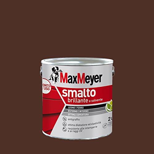 Maxmeyer Smalto A Solvente Per Ferro E Legno Brillante Marrone R8016 2 L