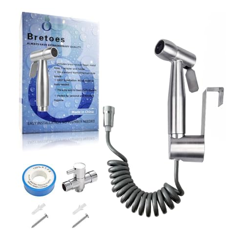 Bretoes Spruzzatore Per Bidet In Acciaio Inox, Per Bidet E Bidet, Per Igiene Personale, Spray Per Wc (Set Completo) Cromato