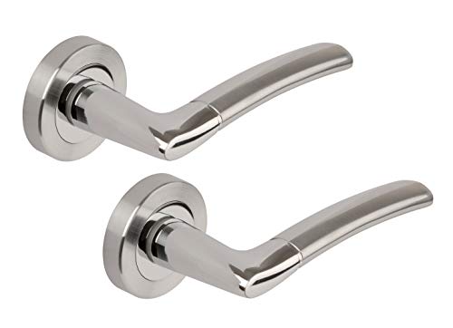 Discount Hardware Uk Maniglia Per Porta Con Finitura Cromata Lucida E Satinata, Con Doppia Finitura