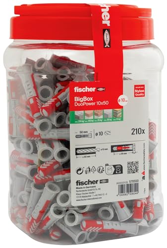 Fischer 570550 Duopower Big Pack/Bigbox, Rosso, 10 X 50