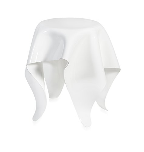 Iplex Design Drappeggi D'Autore Tavolino In Plexiglass Trasparente, Bianco