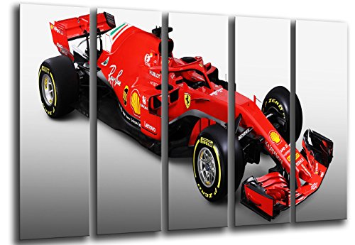 Quadro Su Legno, Auto Formula 1, Ferrari F1 Sf71-H, Ferrari F1 2018, Sebastian Vettel, Kimi Raikkonen, 165 X 62Cm, Stampa In Qualita Fotografica. Ref.