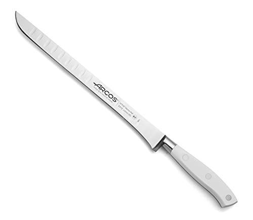 Arcos Serie Riviera Blanc, Coltello Prosciutto, Acciaio Inossidabile Forgiato Nitrum 250 Mm, Manico Polioxymetilene (Pom), Colore Bianco