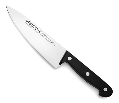 Arcos Serie Universal, Coltello Da Chef Coltello Da Cucina, Lama Acciaio Inossidabile Nitrum 155 Mm, Manico Polioxymetilene (Pom), Colore Nero