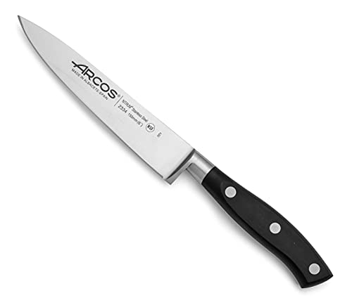 Arcos Serie Riviera, Coltello Da Chef Coltello Da Cucina, Acciaio Inossidabile Forgiato Nitrum 150 Mm, Manico Polioxymetilene (Pom), Colore Nero