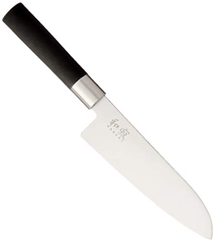 Kai Wasabi 6716S Coltello Santoku, Acciaio Inossidabile, Nero, 16.5 Cm