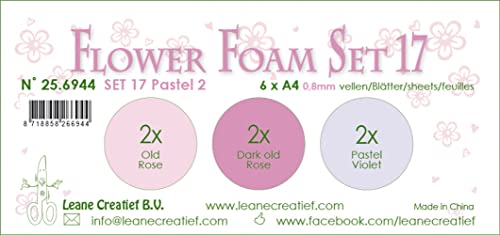 Leane Creatief 6 Fogli Di Foamiran A4 Set 17 Pastello Spessore 0,8 Mm Moosgummi X Fiori
