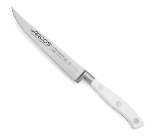 Arcos Serie Riviera Blanc, Coltello Bistecca, Acciaio Inossidabile Forgiato Nitrum 130 Mm, Manico Polioxymetilene (Pom), Colore Bianco