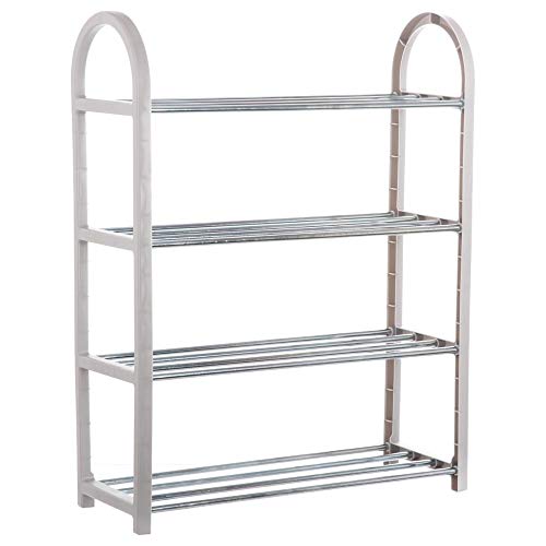 Storage Solutions Zapatero 64X19X66Cm Estructura Plastico Y Soporte Hierro, Grigio, One Size