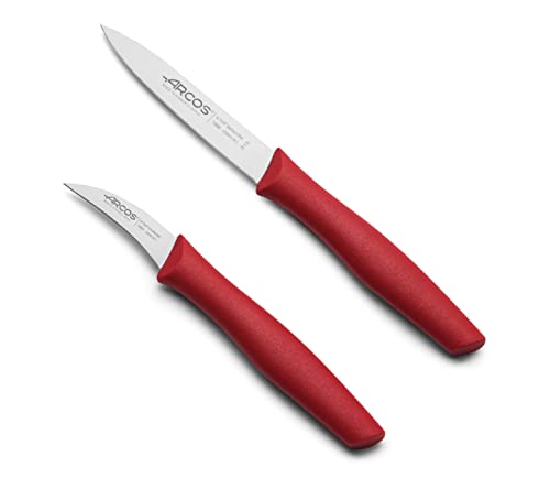 Arcos Serie Nova, Set Coltello Sbucciare, Lama Acciaio Inossidabile Nitrum, Manico Polipropilene, Colore Rosso