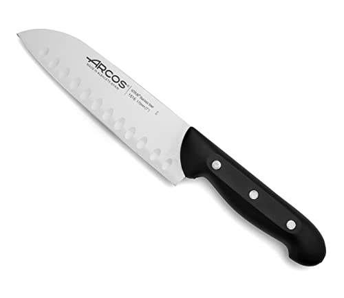 Arcos Serie Maitre, Coltello Santoku Coltello Giapponese, Lama Acciaio Inossidabile Nitrum 170 Mm, Manico Polipropilene, Colore Nero