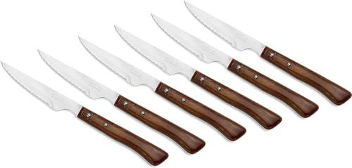 Arcos Coltelleria Da Tavola, Set Di Coltelli Da Bistecca, Lama Acciaio Inossidabile Nitrum 110 Mm, Manico Legno Compresso, Colore Marrone