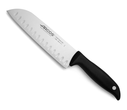 Arcos Serie Menorca, Coltello Santoku Coltello Giapponese, Lama Acciaio Inossidabile Nitrum 180 Mm, Manico Polipropilene, Colore Nero
