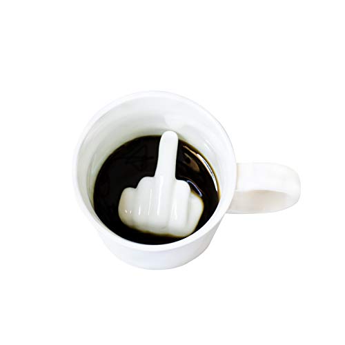 I-Total® - Tazza In Ceramica Tè/Caffè Con Disegni 3D Interni Regalo Perfetto Divertente 9 X 8,5 X 9 Cm (Dito Medio) 300 Ml