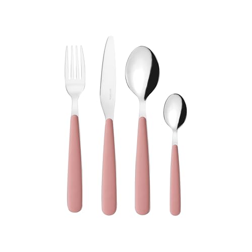 Guzzini - Set 24 Posate In Acciaio Inossidabile, Bianco, Pop" (Rosa Cipria)