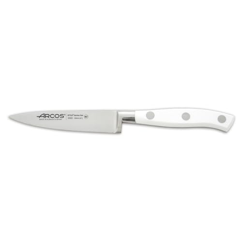 Arcos Serie Riviera Blanc, Spelucchino Coltello Per Sbucciare, Acciaio Inossidabile Forgiato Nitrum 100 Mm, Manico Polioxymetilene (Pom), Colore Bianc