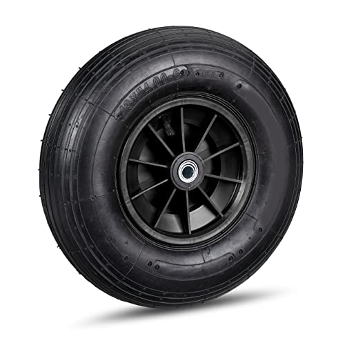 Relaxdays Ruota Per Carriola 4.00-6, Cerchione In Plastica, Ad Aria, 3 Adattatori, Pneumatico Di Scorta, Nero, 1 Pz