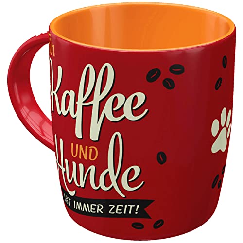 Nostalgic-Art Tazza Da Caffè Retrò Pfotenschild – Kaffee Und Hunde – Idea Regalo Per Proprietari Di Cani, In Ceramica, Design Vintage, 1 Unità (Confez