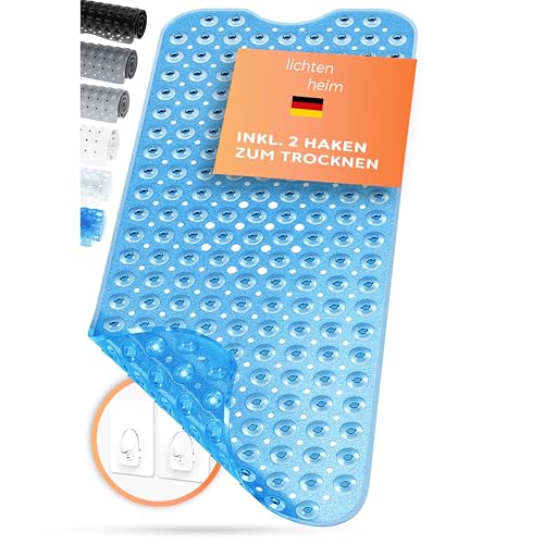 Lichtenheim Tappetino Da Doccia Antiscivolo Sensitiv 100 X 40 Cm, Con 2 Ganci, Tappetino Antiscivolo Per Vasca Da Bagno Senza Bpa, Tappetino Da Bagno