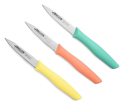 Arcos Nova, Set Coltello Sbucciare, Acciaio Inossidabile Nitrum 85 Mm, Manico Polipropilene In 3 Colori