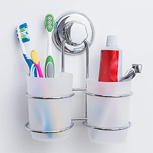 Tatkraft Odr – Portabicchieri Per Spazzolini Da Denti A Ventosa – Porta Spazzolini Da Muro – Porta Accessori Dentifricio Rasoi Trucco - Senza Foratura