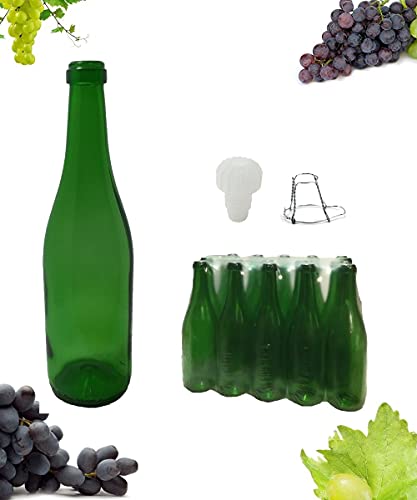 20 Bottiglie Per Vino Complete Di Tappo Spumante E Gabbietta Metallica
