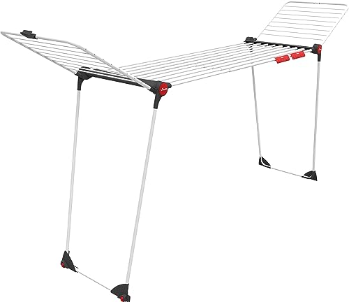 Vileda Infinity Flex Plus, Stendibiancheria Di Grandi Dimensioni, Griglia Telescopica Estensibile Fino A 2 Mt, Ali Alte, 30 Mt Stenditura, Due Support