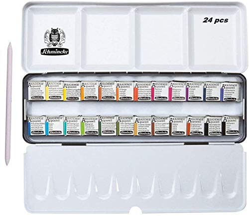 Schmincke Acquarello Akademie 1/2 Godet Pz 24 Ed Estompen
