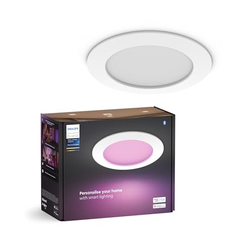 Philips Hue Smart Slim Luce Da Incasso, 170 Mm, Luce Bianca E Colorata, 1200 Lm, Compatibile Con Bluetooth, Controllo Vocale Con Alexa, Apple Home E G