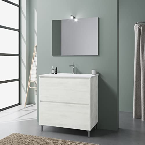Kiamami Valentina Mobile Bagno A Terra Cm 80 Con Cassetti Colore Bianco | Laguna
