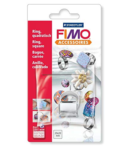 Fimo Ring, Mit Quadratischer Wanne, Auf Blisterkarte