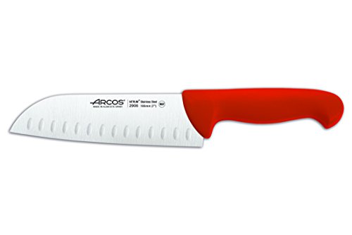 Arcos Serie 2900, Coltello Santoku Coltello Giapponese Coltelli Asiatici, Lama Acciaio Inossidabile Nitrum 180 Mm, Manico Polipropilene, Colore Rosso