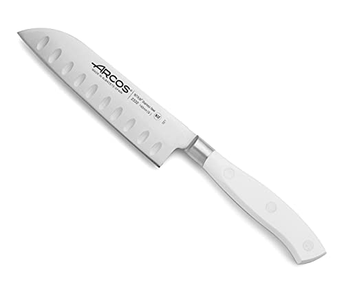 Arcos Serie Riviera Blanc, Coltello Santoku Coltello Giapponese, Acciaio Inossidabile Forgiato Nitrum 140 Mm, Manico Polioxymetilene (Pom), Colore Bia