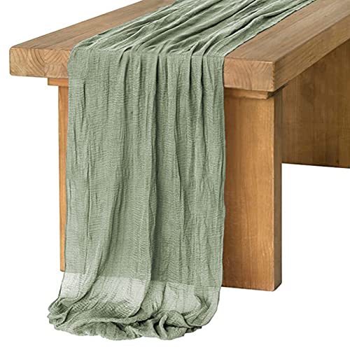 Runner Verde Salvia,Runner Tavola Moderno,Runner Da Tavolo Moderno 90X400Cm,Chiffon Tessuto Runner Tavolo Per Ricevimenti,Vacanze,Feste