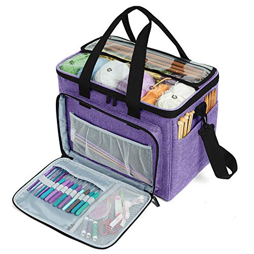 Teamoy Costudio Per Filati, Borsa A Maglia Dei Filati, Alta Capacità E Peso Leggero, Facile Da Trasportare Ganci A Crochet, Aghi Da Maglia E Accessori