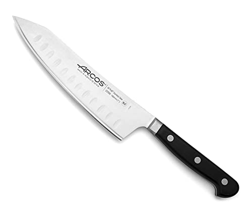 Arcos Opera, Coltello Rocking Santoku, Acciaio Inossidabile Forgiato Nitrum 140 Mm, Manico Pom, Colore Nero