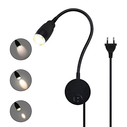 Zoomabile Lampada Da Parete Da Lettura, Led Luce Da Letto Con Montaggio A Muro Con Interruttore, Luce A Collo D'Oca Flessibile Regolabile A 360°, Fare