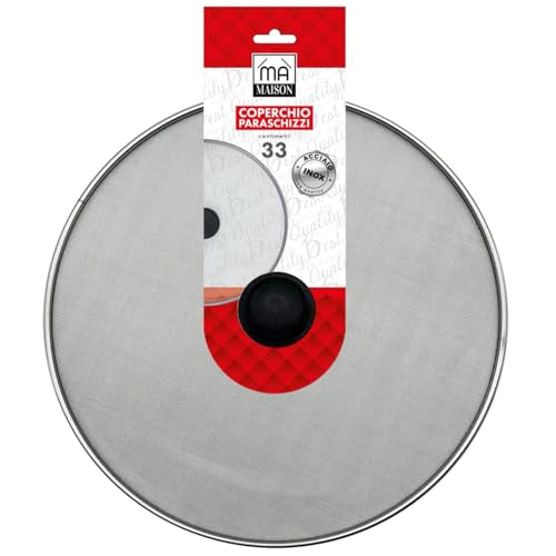 Maury'S Coperchio Paraschizzi, In Vetro E Acciaio Inox, Differenti Dimensioni, Ideale Per Ogni Tipo Di Cottura (33 Cm)