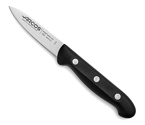 Arcos Serie Maitre, Spelucchino Coltello Per Sbucciare, Lama Acciaio Inossidabile Nitrum 80 Mm, Manico Polipropilene, Colore Nero