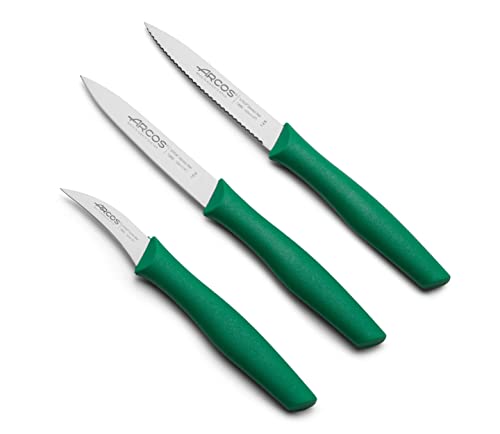 Arcos Serie Nova, Set Coltello Sbucciare, Lama Acciaio Inossidabile Nitrum, Manico Polipropilene, Colore Verde