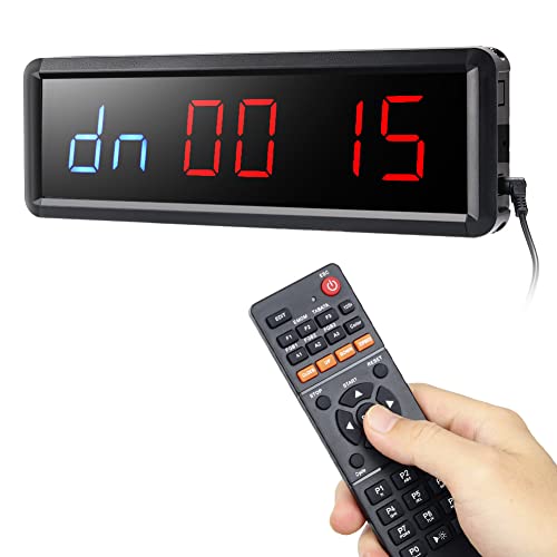 Pellor Timer Da Palestra Gym Timer, Timer Intervallo Fitness, Timer Intervallo Led Programmabile Con Telecomando, Cronometro, Luminosità E Volume Rego